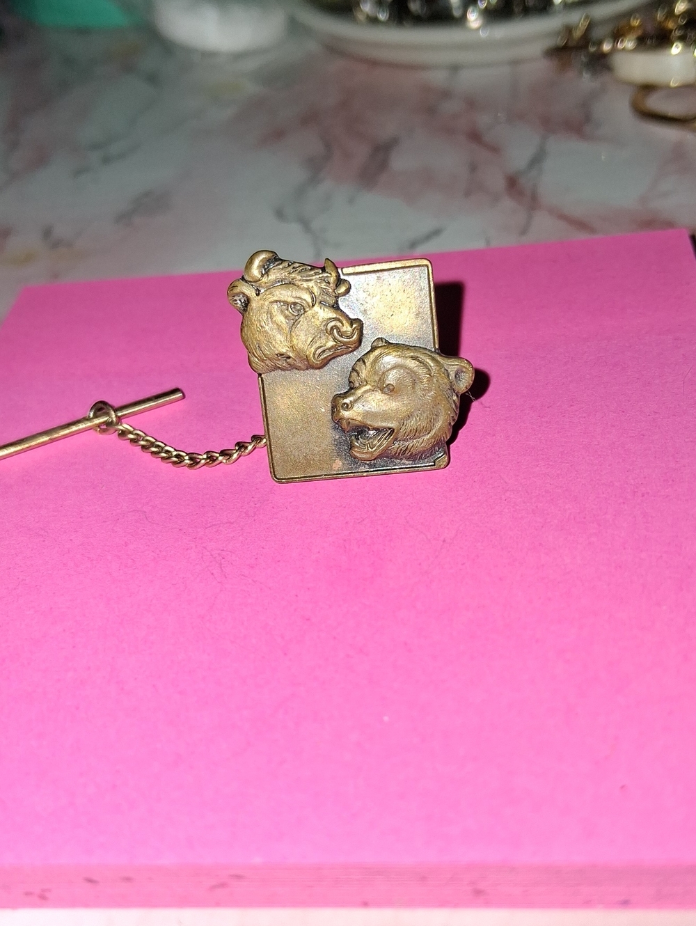 Vintage Animal Motif Tie Pin in Brass Tone